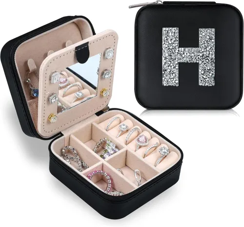 Joyero de viaje para mujeres y niñas, joyero con inicial H Joyero pequeño para niñas Joyero de viaje para mujeres Joyero de viaje Regalos de