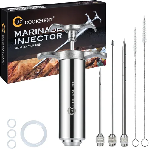Miniatura 10 de Jeringa Inyectora de Carne de 2 Onzas Barril de Sabor de Adobo Acero Inoxidable 304 con 3 Agujas de Adobo, Estuche de Viaje para Parrilla BBQ