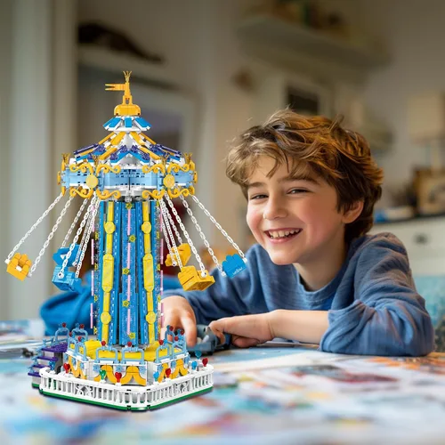 Miniatura 3 de Juego de construcción Swing-Ride con control eléctrico motorizado, luz LED de parque de atracciones urbano, juguete para niños y niñas de 6, 7, 8