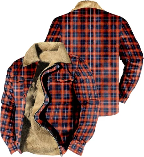 Miniatura 3 de Chaqueta de franela para hombre, forro de sherpa, forro polar, con capucha, manga larga, abrigo cálido para invierno, chaqueta para exteriores