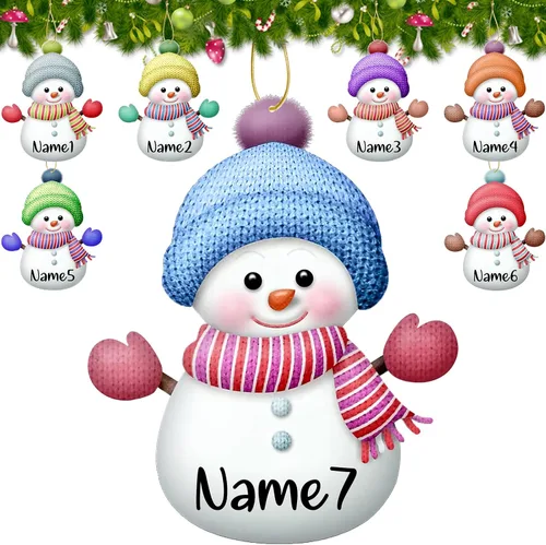 7 adornos de Navidad personalizados con nombre personalizado muñeco de nieve para árbol de Navidad, decoraciones colgantes regalos personalizados