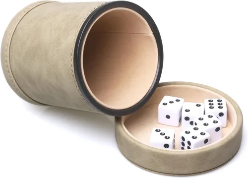 Miniatura 14 de Taza de Dados de Cuero Sintético con Tapa Incluye 6 Dados, Interior de Terciopelo Silencioso al Agitar para Dados Mentirosos Farkle Yahtzee