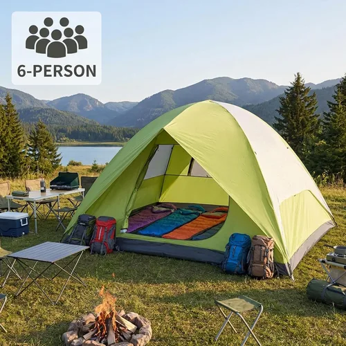Miniatura 2 de Camping Tents Outdoor Tents, 4/6 Person Family Camping Tent,Heavy Duty,Waterproof Windproof, Oxford Fabric Ground Cloth Fishing, Hiking, Summer
