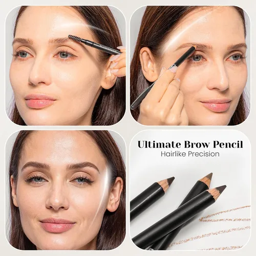 Miniatura 6 de The BrowGal - 3 en 1, lápiz de cejas delgado - 06 con tapa afiladora y cepillo de carrete - Dibuja pequeños pelos de cejas y rellenos en áreas Rubio