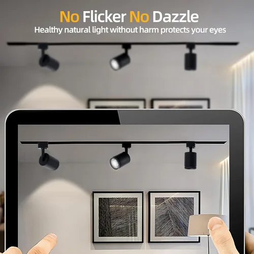 Miniatura 7 de Cabezales de iluminación LED de pista de 10 W, cabezales de luz de riel tipo H, focos brillantes, cabezales de iluminación de pista negros para arte