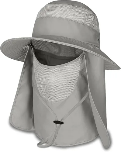 Miniatura 6 de Sombrero de pesca Sun Bonnie para hombres y mujeres, protección UV, gorra ligera, ala ancha, solapa desmontable para el cuello y cubierta facial