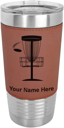 Miniatura 12 de LaserGram Vaso aislado al vacío de 20 onzas, Disc Golf, grabado personalizado incluido (piel sintética, estilo béisbol)