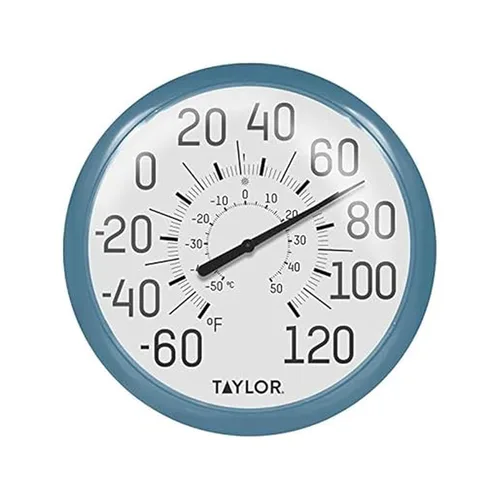 Taylor Precision Products 6700TE Termómetro de pared Big & Bold, plata verde azulado