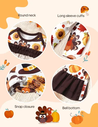 Miniatura 4 de WIQI Ropa para bebé recién nacida, con volantes, manga larga, lindo mameluco con diadema