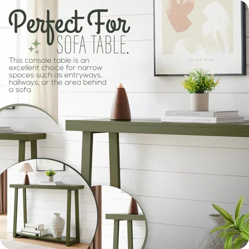 Miniatura 7 de Kings Brand Furniture Emma Mesa consola estrecha con estante inferior perfecta para mesa de sofá, mesa de entrada para pasillo, detrás del sofá