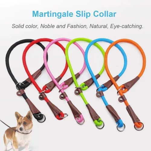 Miniatura 4 de MayPaw Collar ajustable de cuerda de nailon para entrenamiento de perros, collares de perro Martingala redondos sin tirones para perros pequeños