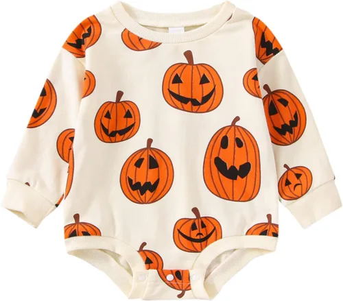 Miniatura 43 de FYBITBO Traje de Halloween para recién nacido, niña y niño, espeluznante temporada, mameluco con burbujas para otoño, Halloween, ropa de bebé