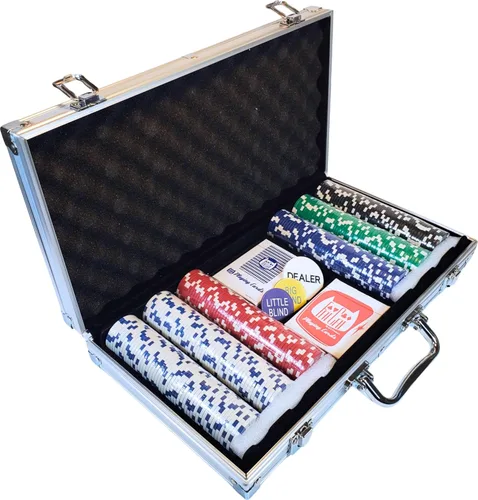 Fat Cat Juego de fichas de 11.5 gramos para Poker Texas Hold 'em Claytec con estuche de aluminio, 300 fichas de dados rayadas