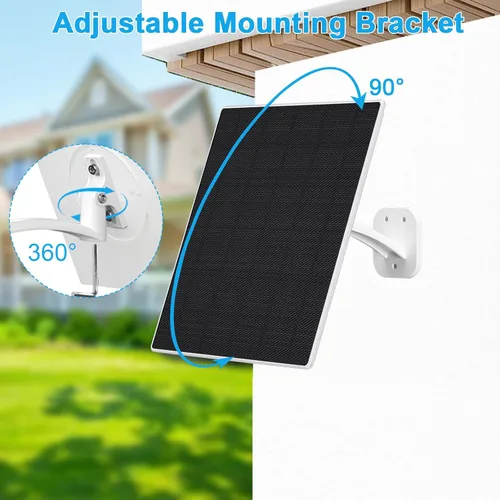 Miniatura 6 de FUTUREZEN Panel Solar para Cámara de Seguridad, Cargador Solar de 10W con DC 5.5x2.1mm, Puerto USB-C y Micro USB, Resistente al Agua IP66, Montura