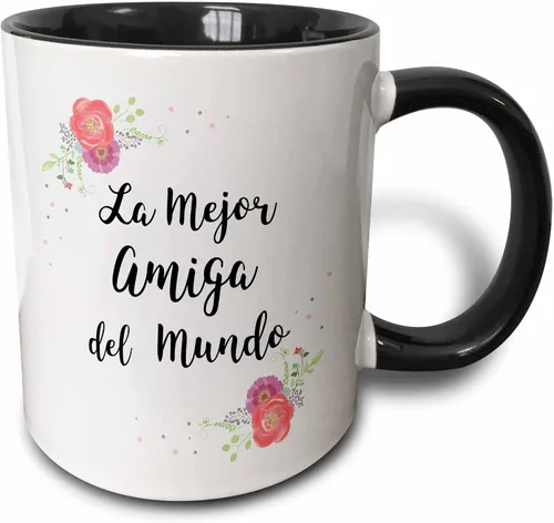Miniatura 7 de 3dRose Floral La Mejor Amiga del Mundo - Spanish Best Friend in the World 15oz Two-Tone Green Mug Verde/Blanco