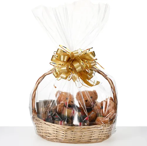 Miniatura 8 de Tatuo 10 bolsas de celofán de Pascua extra grandes de 30 x 44 pulgadas, envoltura de celofán transparente para cestas de regalo, bolsas de regalo