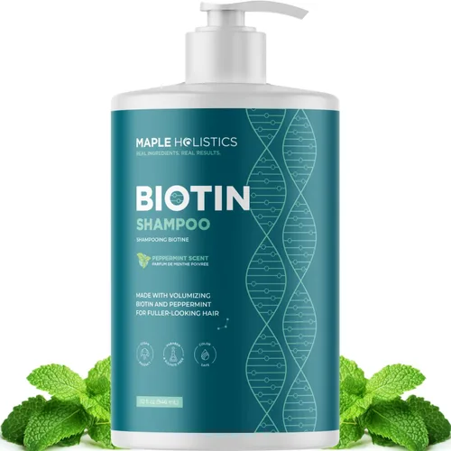 Miniatura 17 de Champú voluminizador de biotina para cabello fino - Champú para cabello fino con menta, argán y aceites esenciales para el cuidado del cabello
