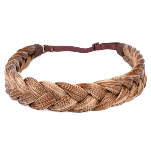 Miniatura 24 de Diadema clásica de cabello sintético trenzado, trenzas gruesas y anchas, extensión de cabello con elástico para mujeres y niñas, accesorio