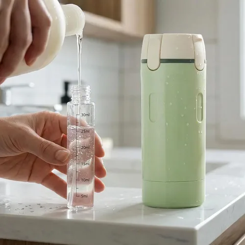 Miniatura 6 de Botella dispensadora de viaje 4 en 1, botellas de champú y acondicionador de viaje recargables actualizadas 2026, recipientes portátiles a prueba