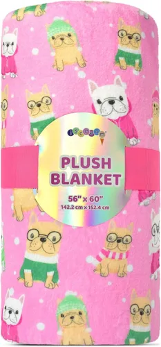 iscream Holiday Cheer - Manta de felpa suave y sedosa de 56 x 60 pulgadas con estampado de forro polar, lo mejor en nieve