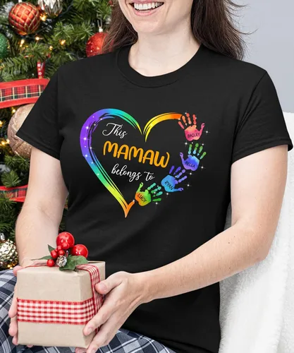 Miniatura 3 de Camisa personalizada con las manos con nombre de Mamaw Belongs to Grandchildren Regalo personalizado para el día de la madre, Navidad, cumpleaños