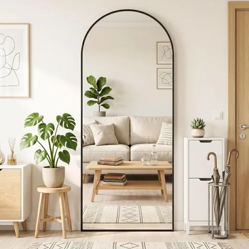 Miniatura 10 de MISSDAY Espejo arqueado de cuerpo completo de 64"x21", espejo de cuerpo completo con soporte, espejo de piso largo independiente, reclinable