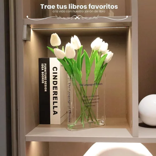 Miniatura 4 de Alpharan Florero de libro para decoración del hogar, florero artístico y cultural, florero decorativo de acrílico transparente para el hogar