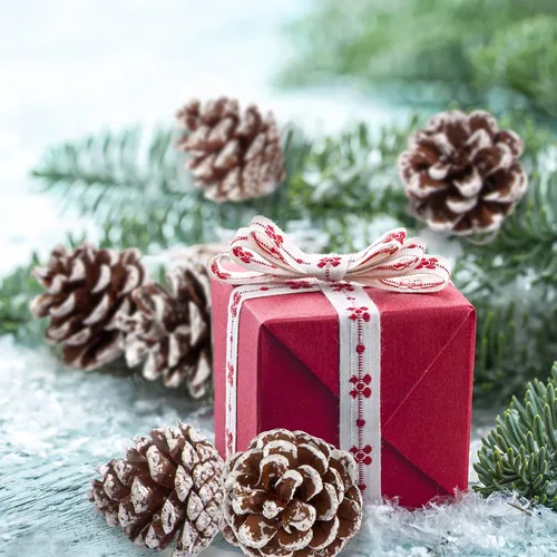 Miniatura 5 de Whaline 25 piñas de pino natural de Navidad a granel, piñas rústicas de nieve con cadena de piña, colgante de cono de pino, adorno colgante