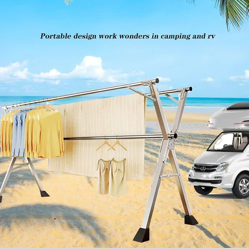 Miniatura 2 de Estante de secado de ropa plegable para lavandería, estantes para secadora de ropa en interiores, tendedero portátil de ropa al aire libre, soporte