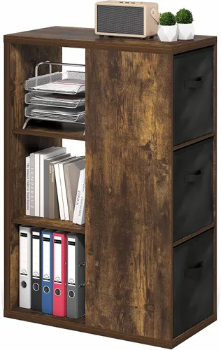 Furinno Viola Estantería de Libros, Librero de 3 Niveles, Organizador de Almacenamiento en Cubos Estantería con Estante Abierto, con Contenedores de