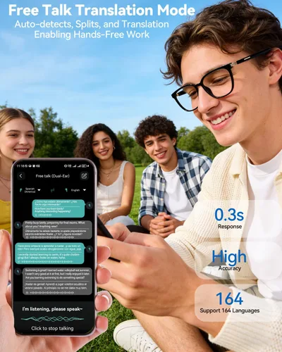 Miniatura 2 de Al - Lentes inteligentes para hombres y mujeres con traducción en tiempo real, lente de cambio de color, música y llamadas con Bluetooth 5.4