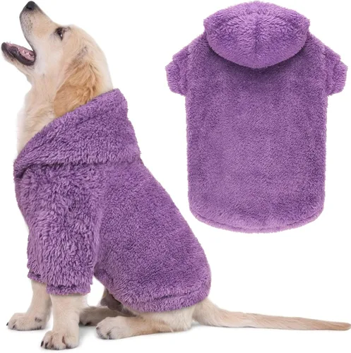 Miniatura 10 de Suéteres de vellón y sherpa para perros pequeños, mullidos, suaves, de doble cara, afelpados, con capucha, negro, XS