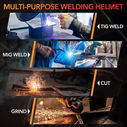 Miniatura 8 de TRQWH Welding Helmet Auto Darkening Large Viewing True Color Solar Powered Welding Mask with 4 Arc Sensor Adjustable Wide Shade Range 4~5-8/9-13