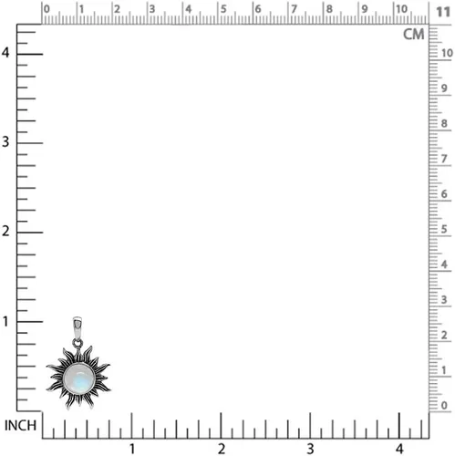 Miniatura 2 de Silvershake 8mm Cabochon Gemstone 925 Sterling Silver Sun Ray Inspired Solitaire Pendant