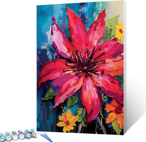 Miniatura 32 de Pintura al óleo DIY pintar por números para adultos principiante flores amarillas pintura por números antiestrés pintura digital al óleo, pintura