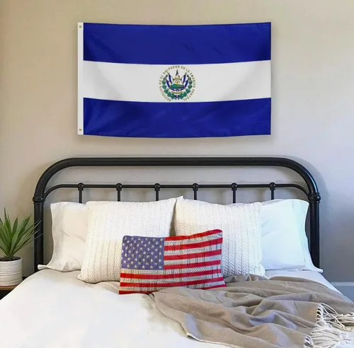 Miniatura 3 de DANF - Bandera de El Salvador de 3 x 5 pies de poliéster grueso, resistente a la decoloración, ojales de latón, cabecera de lona, banderas