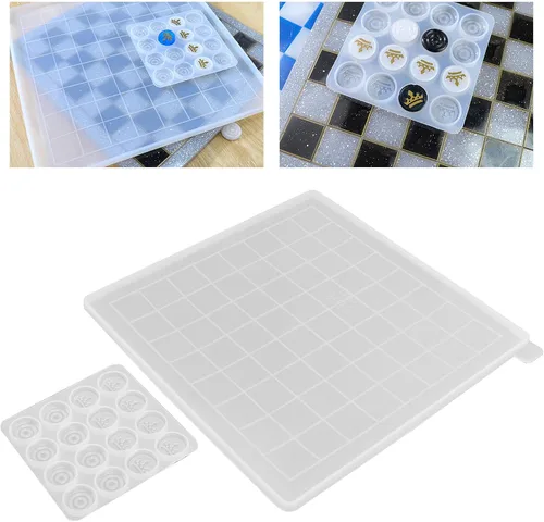 Miniatura 3 de 2 moldes de ajedrez, moldes de resina de ajedrez internacional, a cuadros de silicona, moldes epoxi, molde de fundición de resina de ajedrez