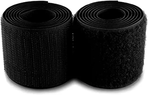 Cinta de velcro para coser de 2 pulgadas de ancho, color negro, no adhesiva, 1 yarda de longitud, cinta de nailon negro con gancho y bucle, juego de