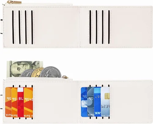 Miniatura 5 de Chelmon Cartera de mujer delgada con bloqueo RFID, billetera plegable con varios compartimientos para tarjetas con bolsillo con cremallera, Beige