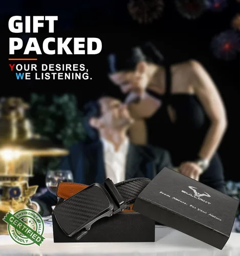 Miniatura 7 de BULLIANT - Paquete de 2 cinturones de cuero con trinquete para hombre, ajustables, corte de 1 3/8 para un ajuste perfecto, regalo para hombre
