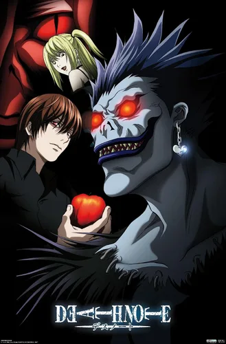 Miniatura 12 de Trends International Death Note - Póster de pared de grupo, 14.725 x 22.375 pulgadas, versión enmarcada de madera de granero