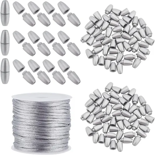 Miniatura 9 de PH PandaHall 30 Juego de Cierres Separables para Cordones, Cuerdas de Cordón de Nylon Dorado de 10m 2mm con Conectores de Barril de Plástico