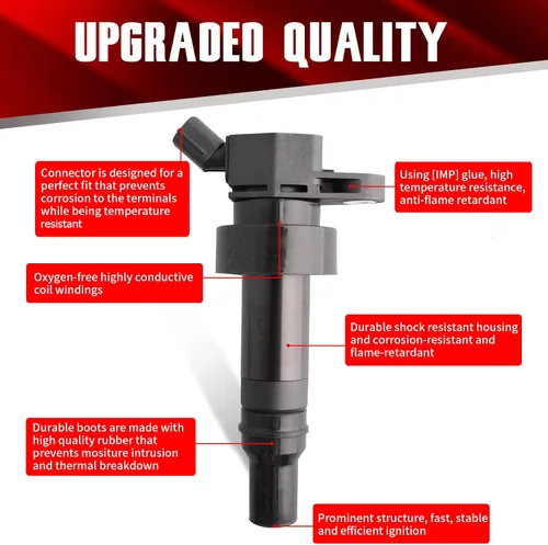 Miniatura 2 de Juego de 4 bobinas de encendido turboalimentadas UF707 27301-2B110 compatibles con Hyundai Kia Forte Veloster Koup 1.6L L4 - Reemplaza B284 C936