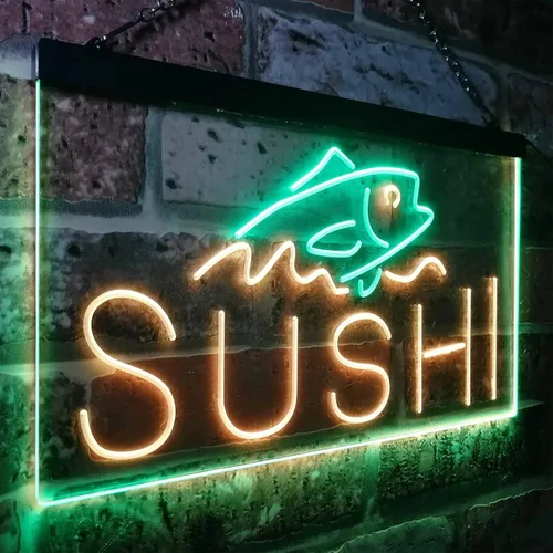 Miniatura 52 de ADVPRO Sushi Fish Sashimi Restaurant - Letrero de neón LED de doble color, azul y rojo, 12 x 8.5 pulgadas, st6s32-i3334-br