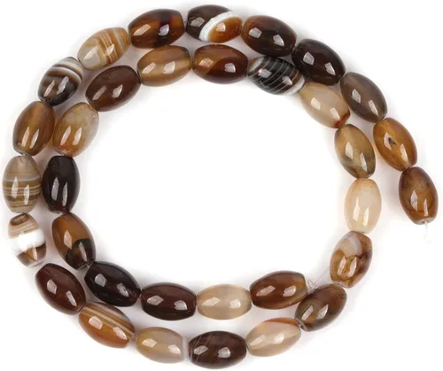 Miniatura 20 de GEM-Inside Stripe Botswana ágata cuentas sueltas naturales de 0.394 x 0.551 in Bronw Olivary Crystal Energy Stone Power para hacer joyas de 15