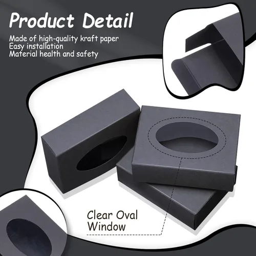Miniatura 3 de Spakon Paquete de 60 cajas de jabón Kraft para hacer en casa, grandes, 3.8 x 2.8 x 1.2 pulgadas, cajas de regalo con ventana ovalada para jabones