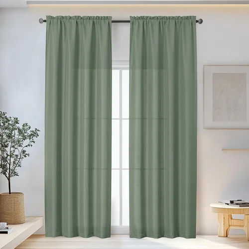 Miniatura 44 de OWENIE Bob Juego de 2 Paneles de Cortinas Negras de Cocina para Ventanas de 36 Pulgadas de Largo, Cortinas Cortas de Café con Textura de Lino