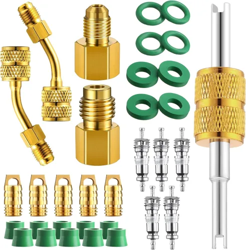 Miniatura 12 de Kit de adaptador R410a de 35 piezas de mini adaptador split 45° 90° manguera de refrigerante, 5/16 pulgadas hembra 1/4 pulgadas macho, 1/2 pulgadas
