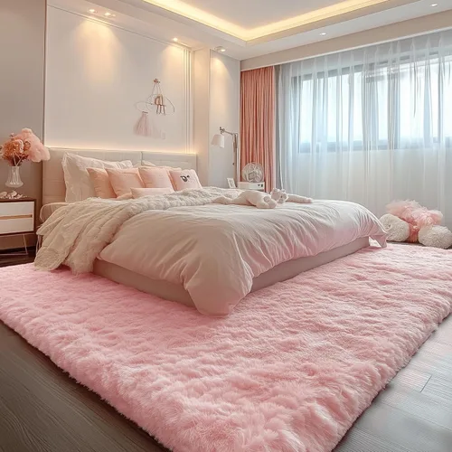 Miniatura 8 de PAGISOFE - Alfombras rosas para dormitorio de niñas de 4 x 6 pies, alfombras de área decorativas y esponjosas para habitación de niñas, alfombras