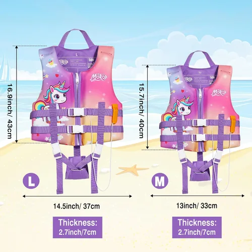 Miniatura 4 de MoKo Swimming Vest for Kids 20-30-50-77 lbs, Children Swim Vests Water Activity Equipment Cute Pattern Watersports Swimming Device for Toddlers Boys